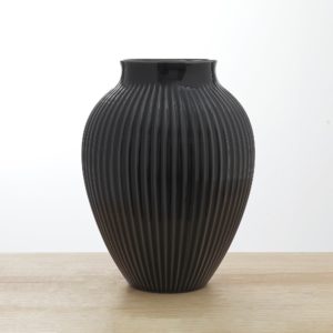 Grooved Black Olpe Vase