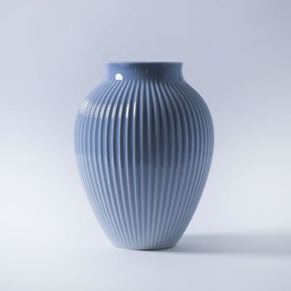 Grooved Lavender Blue Olpe Vase