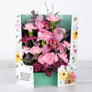 Mother's Day Flowers with Cymbidium Orchid, Spray Carnations, Lilac Willow and Eucalyptus