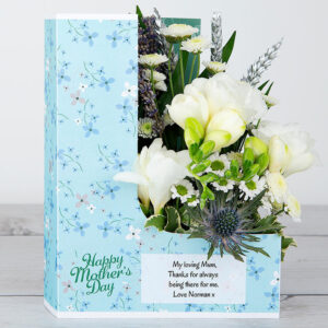 Mother's Day Flowers with White Freesias, Spray Chrysanthemum, Santini's, Lavender and Silver Wheat
